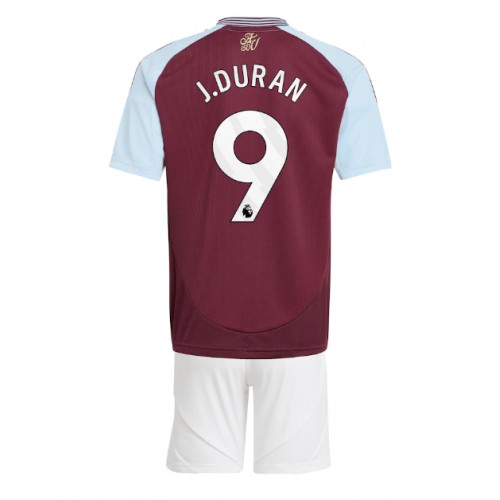 Fotbalové Dres Aston Villa Jhon Duran #9 Dětské Domácí 2024-25 Krátký Rukáv (+ trenýrky)